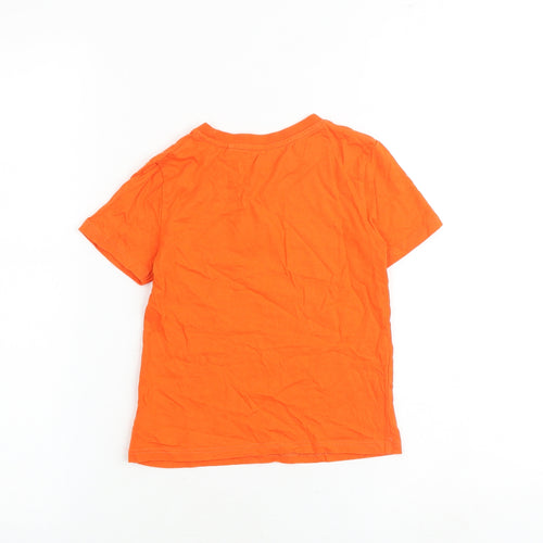 River Island Boys Orange 100% Cotton Basic T-Shirt Size 3-4 Years Round Neck Pullover