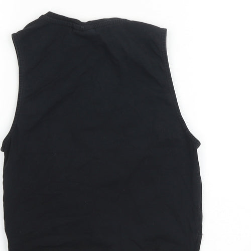 Noisy may Womens Black 100% Cotton Cropped Tank Size M Round Neck - Twist Detail