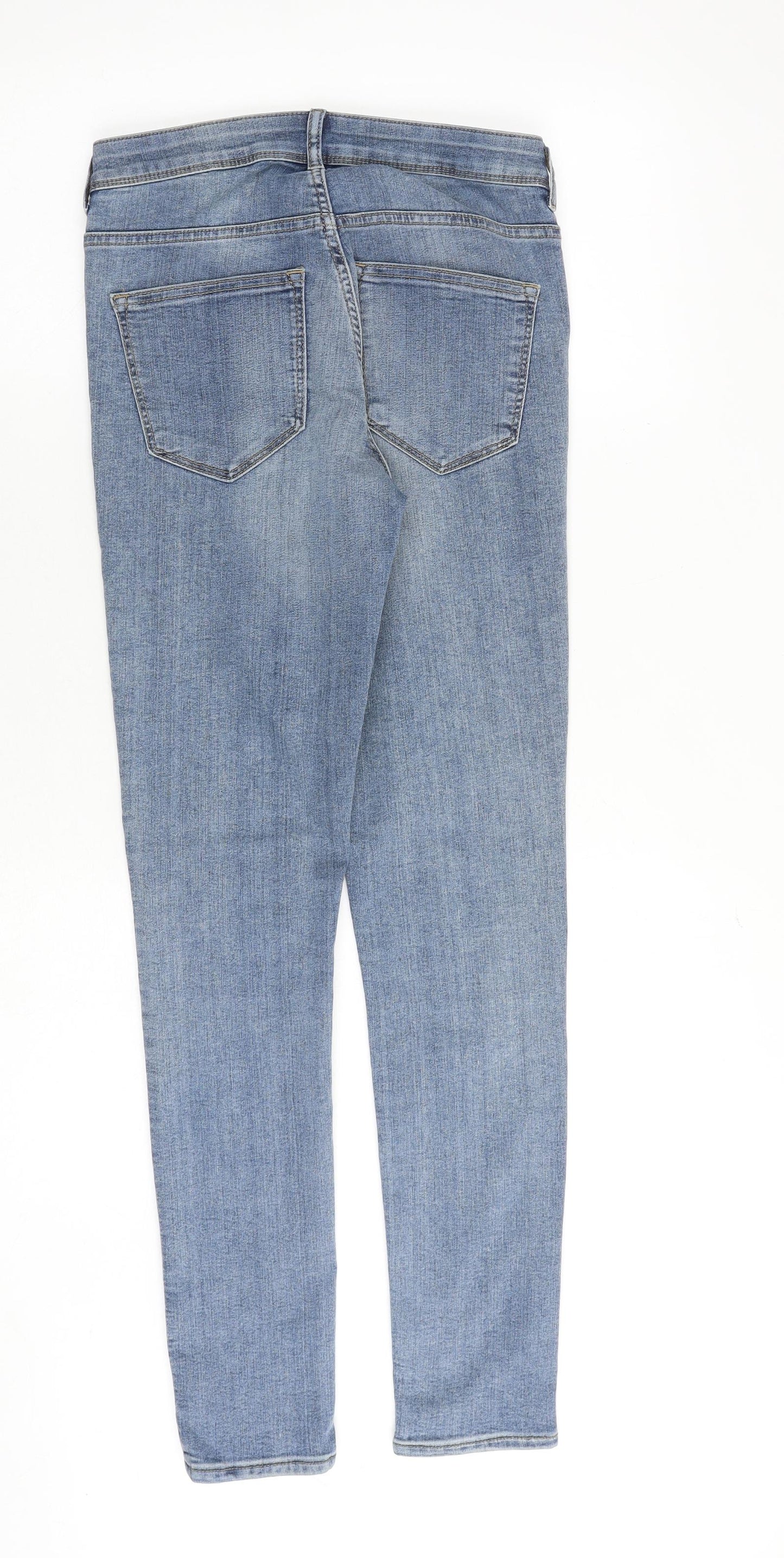 H&M Womens Blue Cotton Skinny Jeans Size 8 Slim Zip