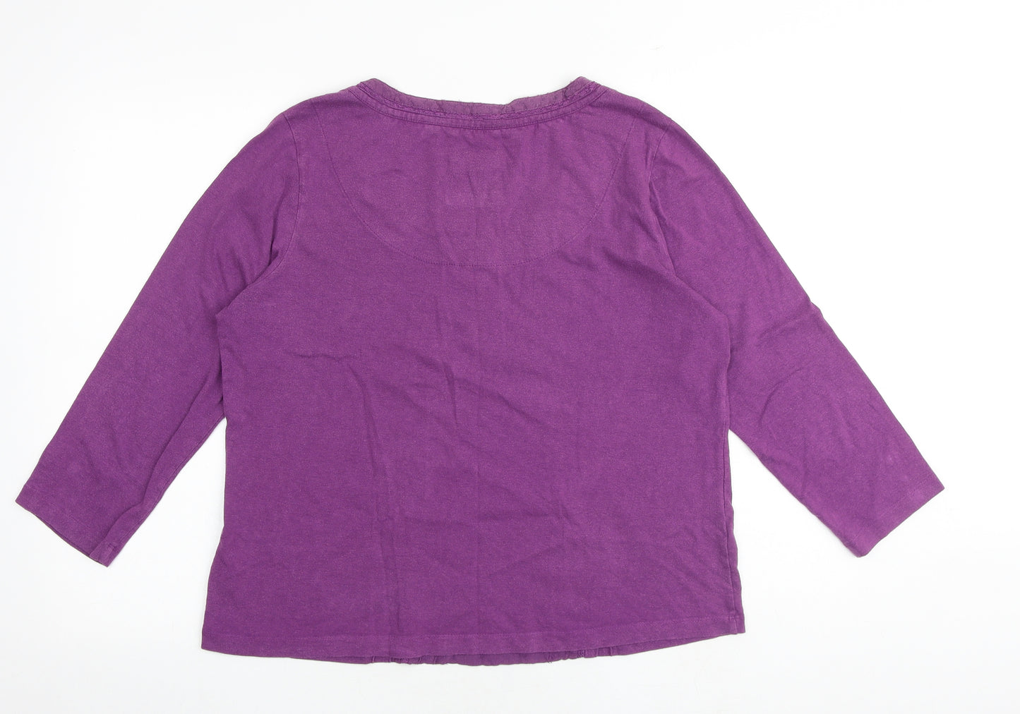 Mistral Womens Purple 100% Cotton Basic Blouse Size 14 Round Neck