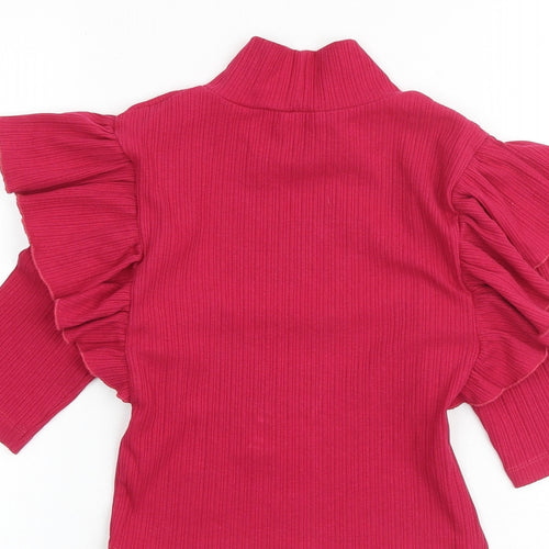 Zara Womens Pink Cotton Cropped Blouse Size S Mock Neck