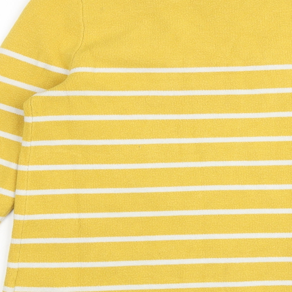 Adrienne Vittadini Womens Yellow Round Neck Striped Viscose Pullover Jumper Size S