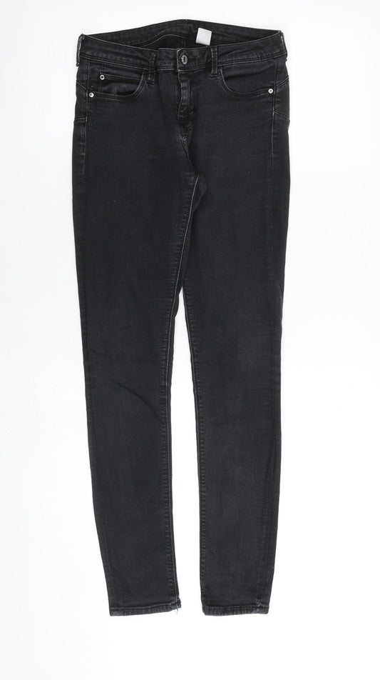 H&M Womens Black Cotton Skinny Jeans Size 28 in L32 in Slim Zip
