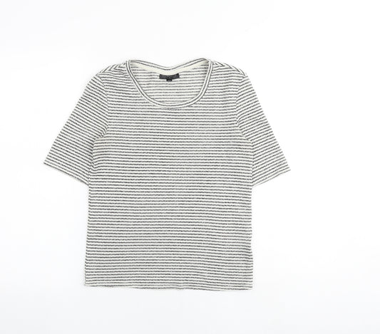 Topshop Womens Multicoloured Striped Cotton Basic T-Shirt Size 10 Round Neck