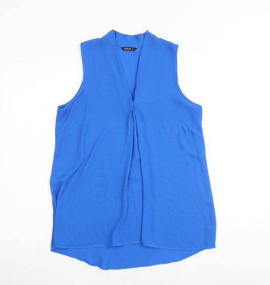 Roman Womens Blue Polyester Basic Tank Size 10 V-Neck