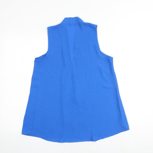 Roman Womens Blue Polyester Basic Tank Size 10 V-Neck