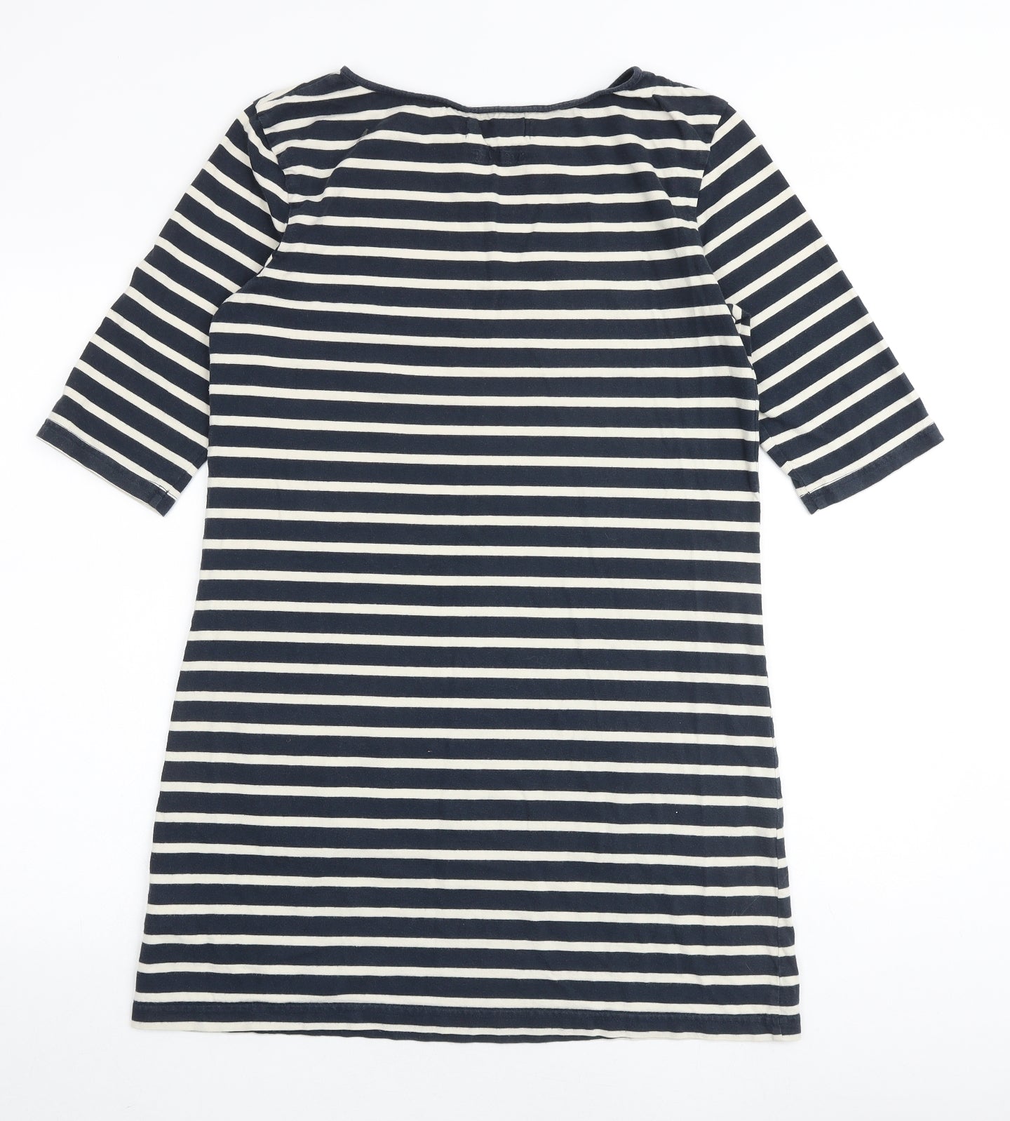Seasalt Womens Multicoloured Striped 100% Cotton T-Shirt Dress Size 12 Round Neck Pullover