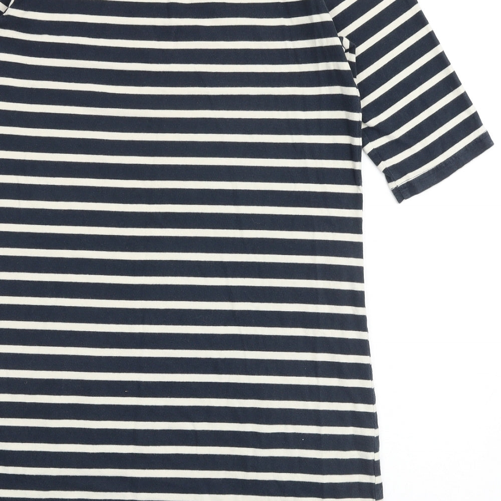 Seasalt Womens Multicoloured Striped 100% Cotton T-Shirt Dress Size 12 Round Neck Pullover