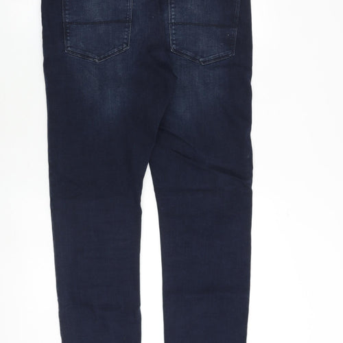 Marks and Spencer Mens Blue Cotton Straight Jeans Size 34 in L31 in Slim Zip