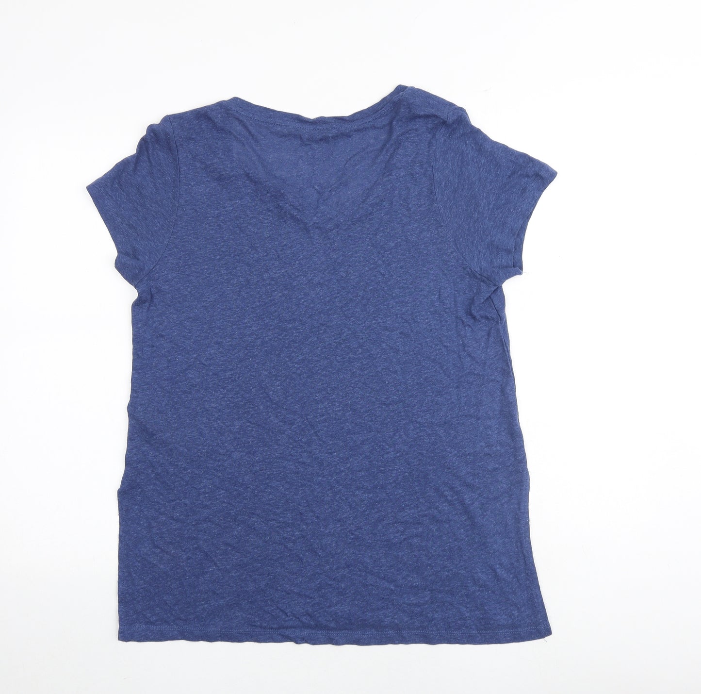 Marks and Spencer Womens Blue Viscose Basic T-Shirt Size 16 Round Neck