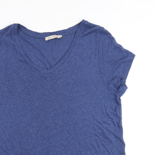 Marks and Spencer Womens Blue Viscose Basic T-Shirt Size 16 Round Neck