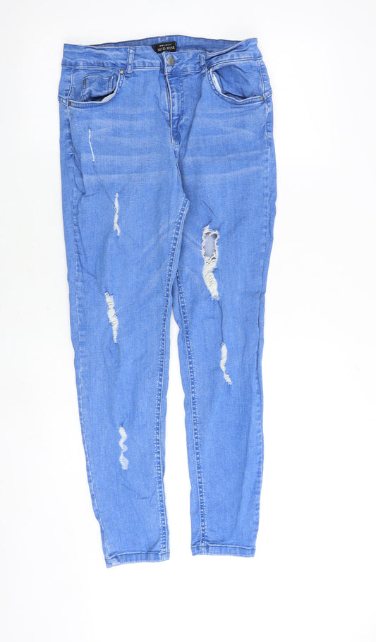 Select Womens Blue Cotton Skinny Jeans Size 12 Regular Zip