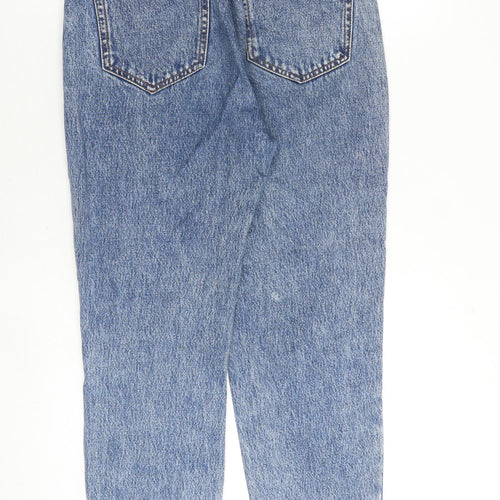 Pull&Bear Womens Blue Cotton Mom Jeans Size 10 Regular Zip