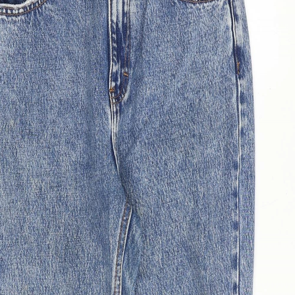 Pull&Bear Womens Blue Cotton Mom Jeans Size 10 Regular Zip