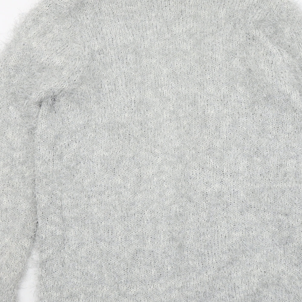 Debenhams Womens Grey V-Neck Polyester Cardigan Jumper Size 12