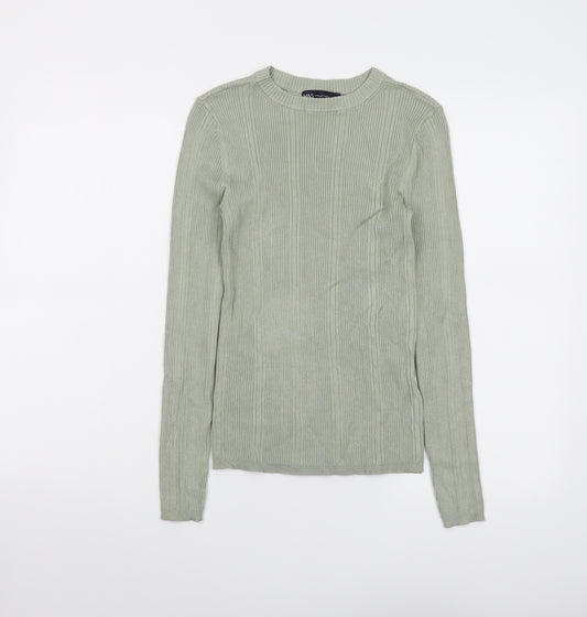 Marks and Spencer Womens Green Round Neck Viscose Pullover Jumper Size 8
