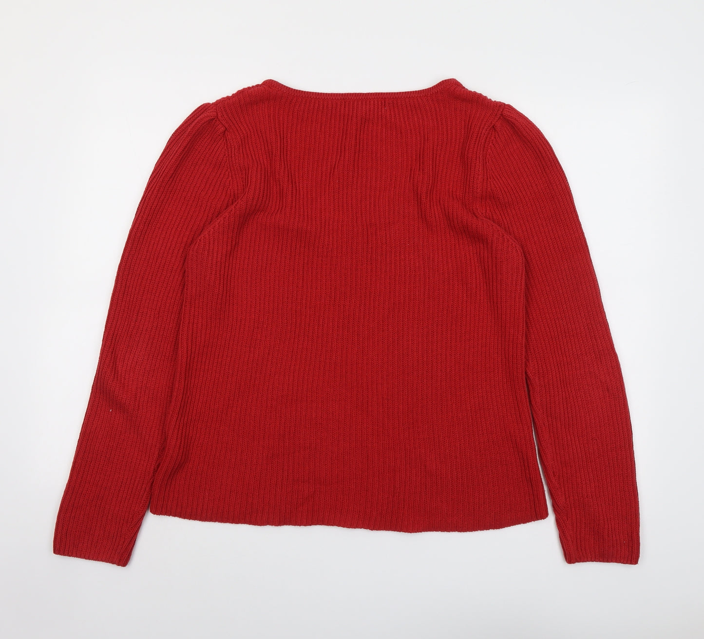 NEXT Womens Red V-Neck Cotton Pullover Jumper Size 14