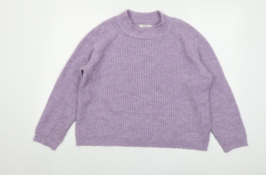 Only Womens Purple Mock Neck Acrylic Pullover Jumper Size M