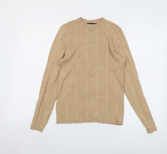 Marks and Spencer Womens Beige Round Neck Viscose Pullover Jumper Size M