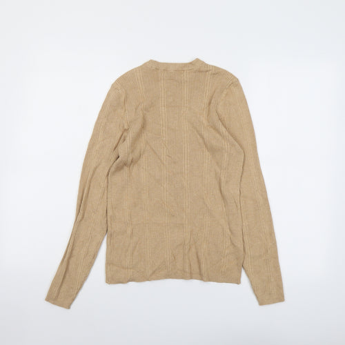Marks and Spencer Womens Beige Round Neck Viscose Pullover Jumper Size M