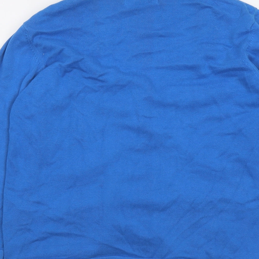 Adini Womens Blue V-Neck Cotton Cardigan Jumper Size XS