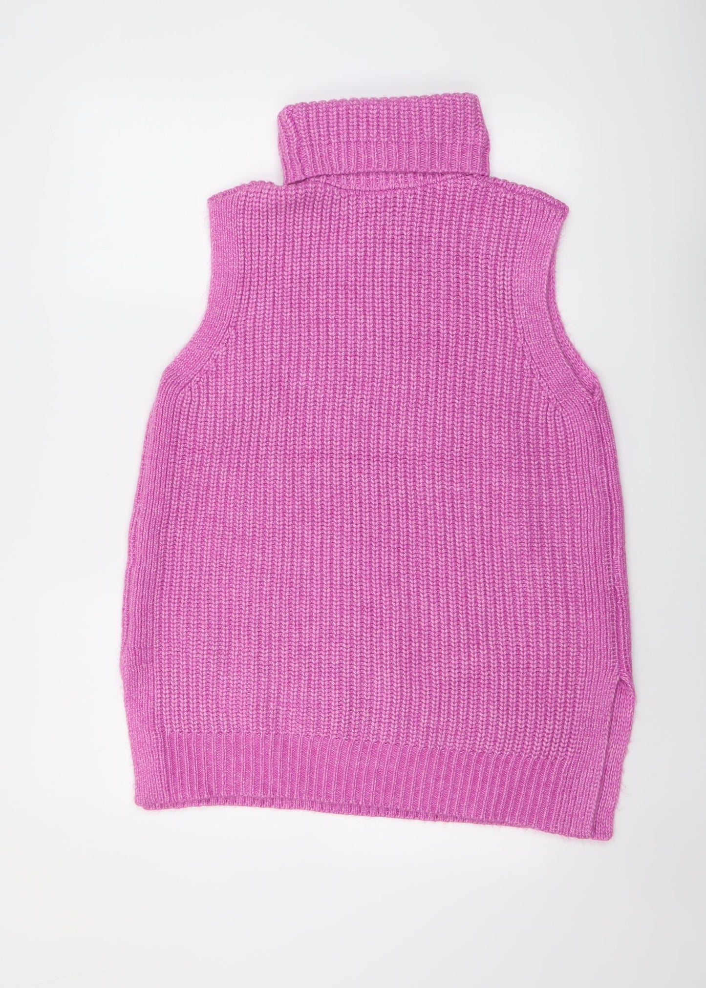Marks and Spencer Womens Pink Roll Neck Polyester Vest Jumper Size L