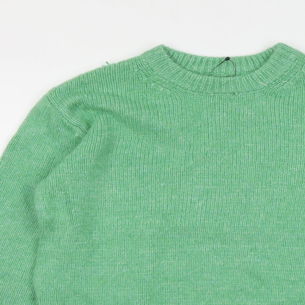 Marks and Spencer Womens Green Round Neck Acrylic Pullover Jumper Size S
