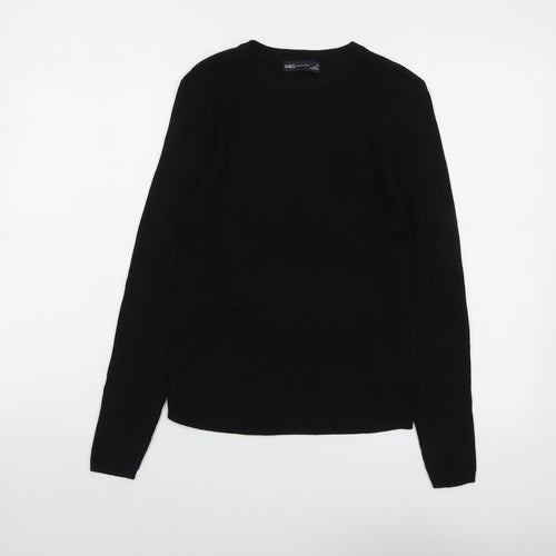 Marks and Spencer Womens Black Round Neck Acrylic Pullover Jumper Size 10