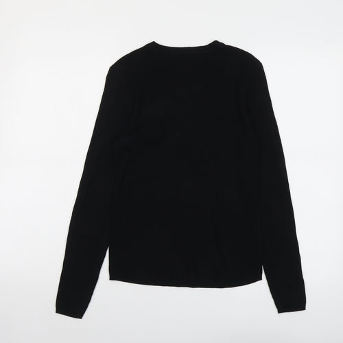 Marks and Spencer Womens Black Round Neck Acrylic Pullover Jumper Size 10