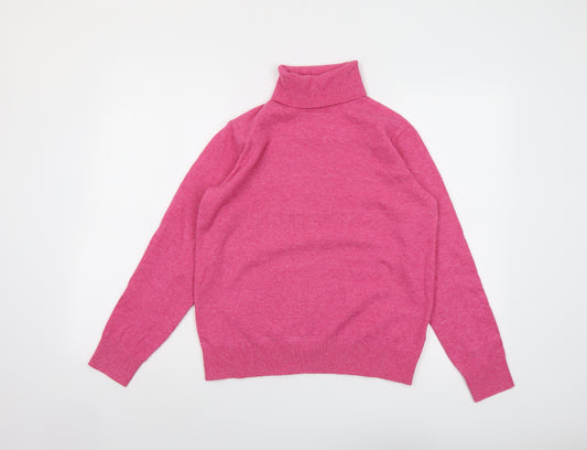 Marks and Spencer Womens Pink Roll Neck Polyester Pullover Jumper Size XS