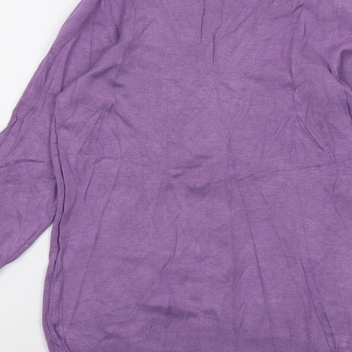 Marks and Spencer Womens Purple V-Neck Viscose Pullover Jumper Size 10