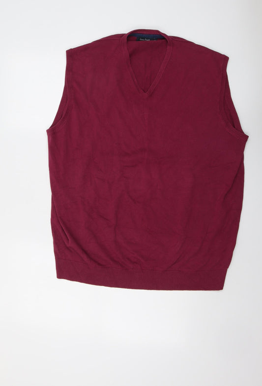 James Pringle Mens Purple V-Neck Cotton Vest Jumper Size XL Sleeveless