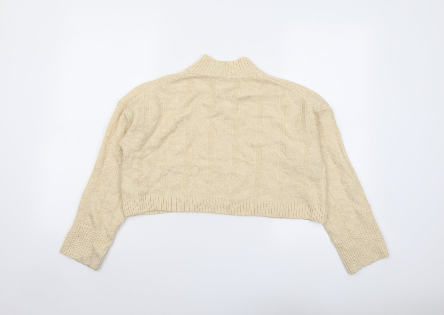 Zara Womens Ivory High Neck Acrylic Pullover Jumper Size S