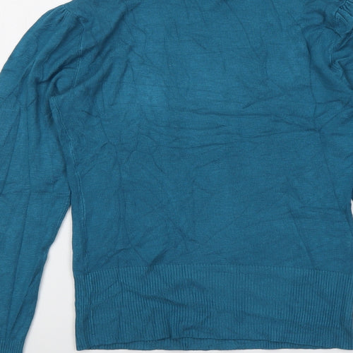 Dunnes Stores Womens Blue Roll Neck Viscose Pullover Jumper Size 10