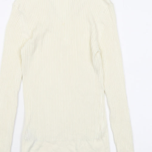 Marks and Spencer Womens Ivory Collared Viscose Pullover Jumper Size 10