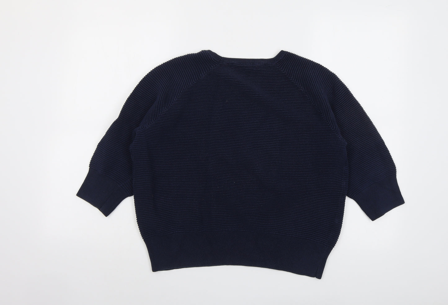 French Connection Womens Blue Round Neck Cotton Pullover Jumper Size M
