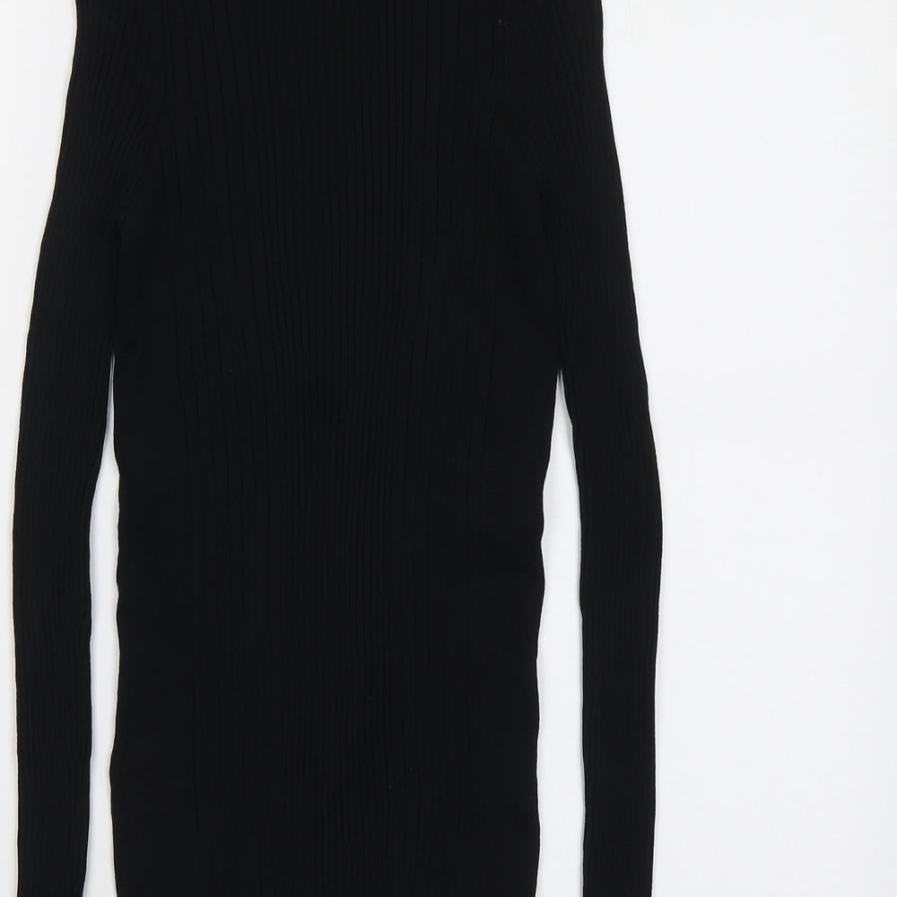 NEXT Womens Black Round Neck Viscose Pullover Jumper Size 10