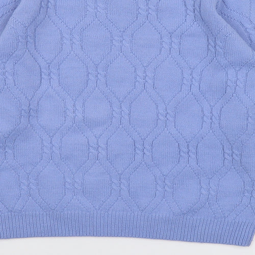 Damart Womens Blue Round Neck Geometric Acrylic Pullover Jumper Size 10