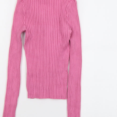 ASOS Womens Pink Roll Neck Viscose Pullover Jumper Size 8