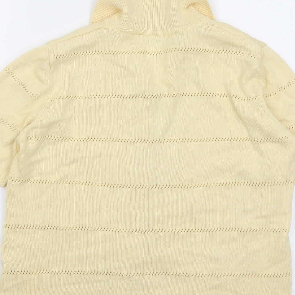 Marks and Spencer Womens Yellow Collared Cotton Cardigan Jumper Size 12