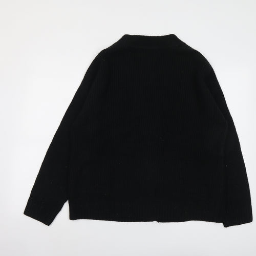 Bershka Womens Black V-Neck Acrylic Cardigan Jumper Size XS
