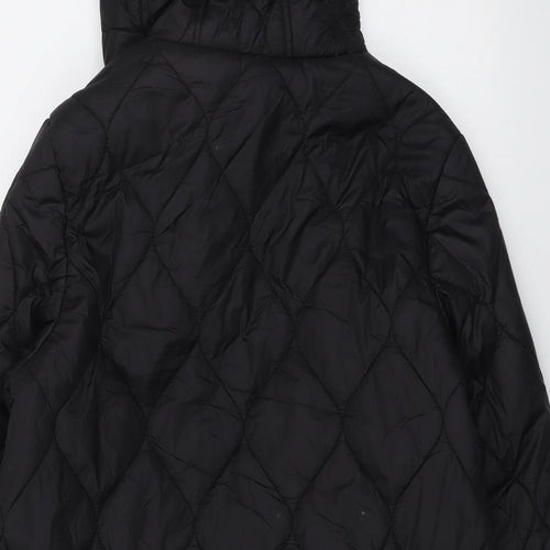 Marks and Spencer Girls Black Quilted Coat Size 12-13 Years Snap