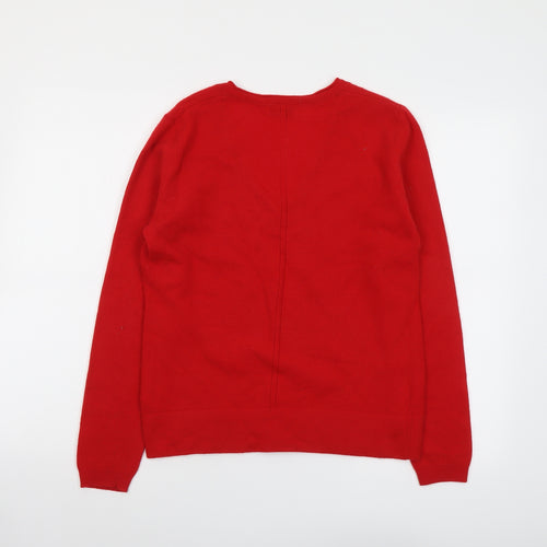 Reiss Womens Red V-Neck Wool Pullover Jumper Size M