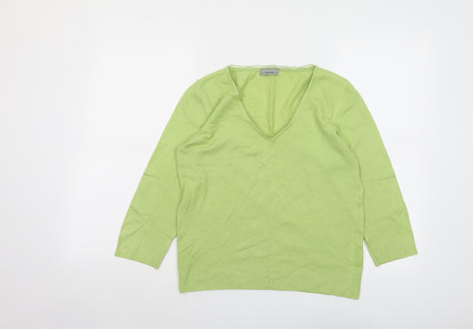 Per Una Womens Green V-Neck Viscose Pullover Jumper Size 14