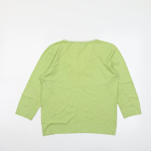 Per Una Womens Green V-Neck Viscose Pullover Jumper Size 14