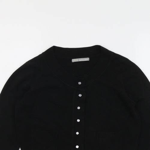 Marks and Spencer Womens Black Round Neck Acrylic Cardigan Jumper Size 10