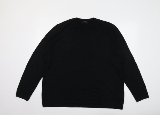 New Look Mens Black Round Neck Acrylic Pullover Jumper Size XL Long Sleeve