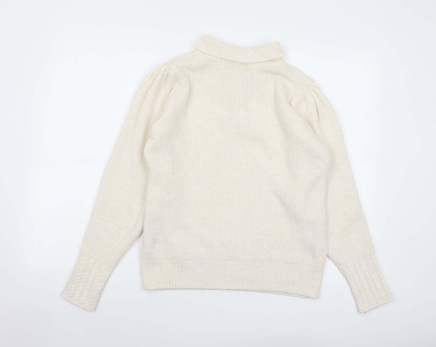 NEXT Womens Ivory Collared Acrylic Pullover Jumper Size S
