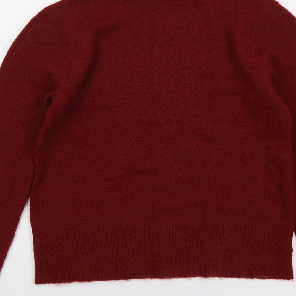 Oasis Womens Red Round Neck Acrylic Pullover Jumper Size S