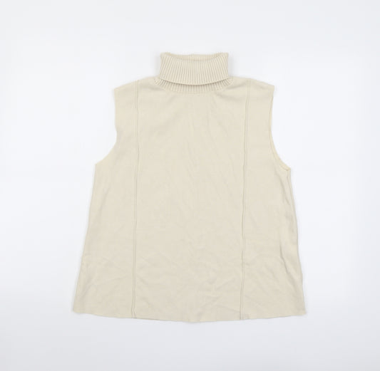 Zara Womens Beige Roll Neck Polyester Pullover Jumper Size M